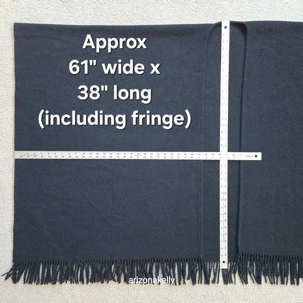 Oversized THICK Wool Wrap Flawless Black Fringe Men's Tall Plus - Picture 2 of 15